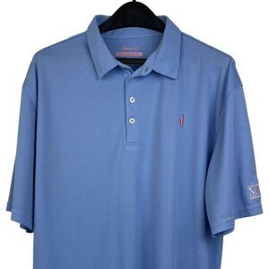 johnnie-O Mens XL Quick Dry 100%‎ Polyester Golf Polo Short Sleeve Shirt Blue